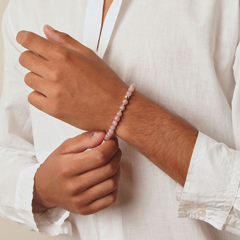 Love Bracelet with Madagascar Rose Quartz and 14K Gold
